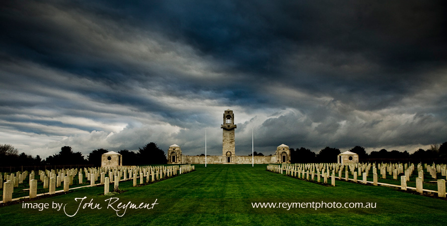 The Villers–Bretonneux Military Cemetery with the Australian National War Memorial beyond