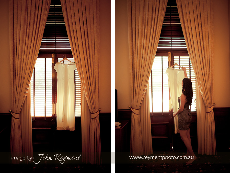 wedding dress, Conrad Hotel, Brisbane wedding photographer Reyment Photographics