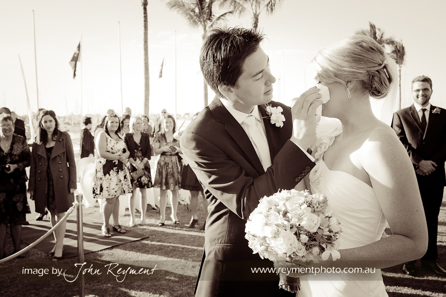 Wedding ceremony, Royal Queensland Yacht Squadron, Manly, Brisbane wedding photography, Reyment Photographics