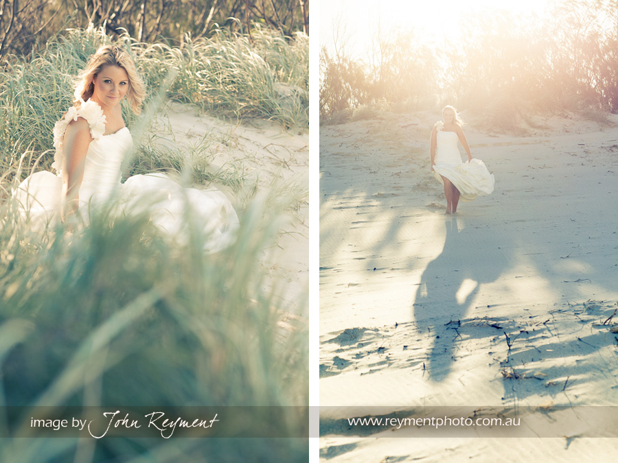 bride at beach, trash the dress