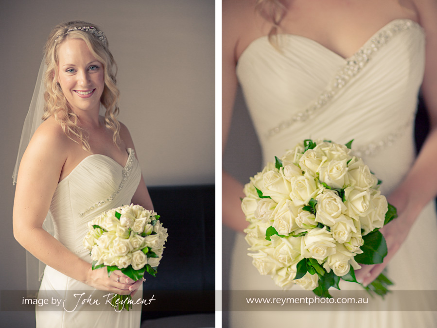 bride and flowers, Brisbane wedding photographer, Reyment Photographics