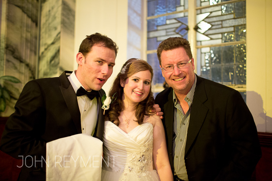 John Reyment, with bride & groom, wedding reception, Tattersalls Club, Brisbane