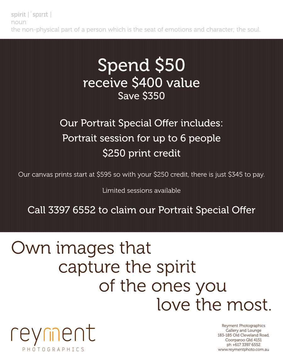 Portrait photography special offer
