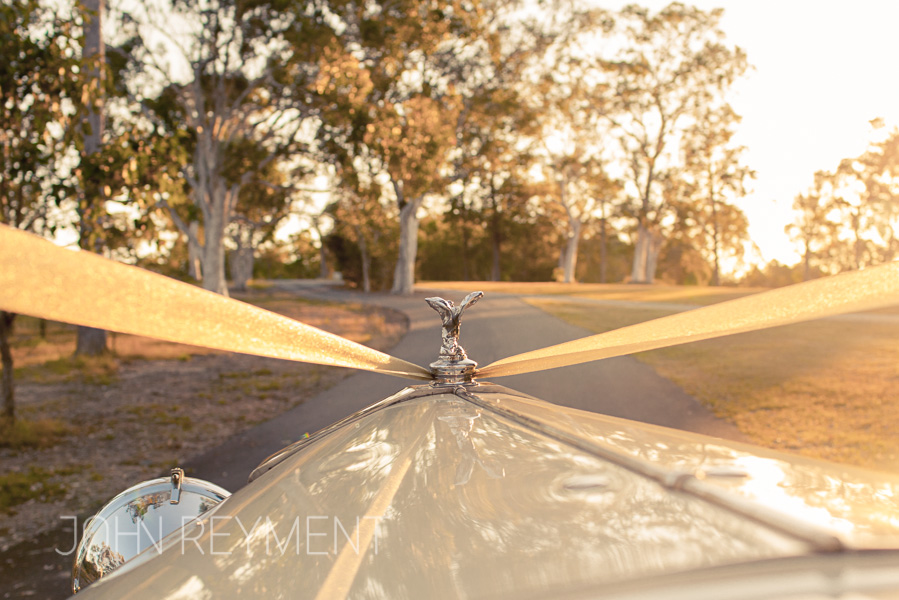 vintage wedding car at Sirromet Winery by Brisbane wedding photographer John Reyment