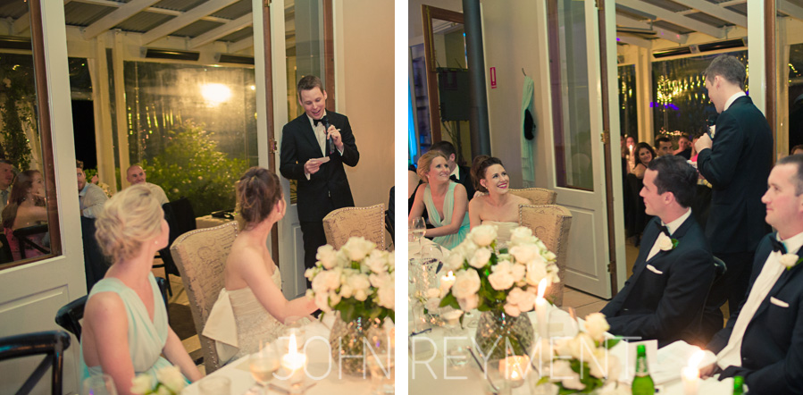 Spicers Clovelly Estate wedding reception speeches photographer John Reyment