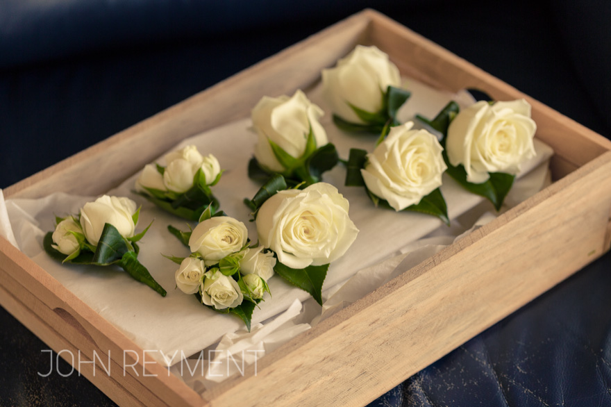 Buttonholes and corsages by Brisbane wedding photographer John Reyment